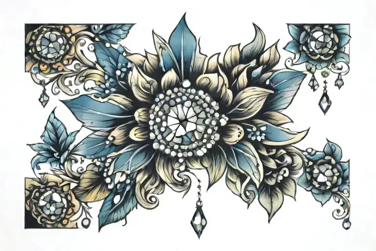 tummy tuck tattoo of jewels that go down to the thigh tattoo design idea