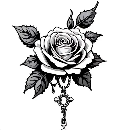 Rose Rosary tattoo design idea