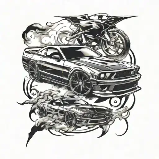 sport car drifting tattoo design idea