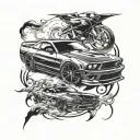 sport car drifting tattoo design idea