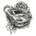 sport car drifting tattoo design idea