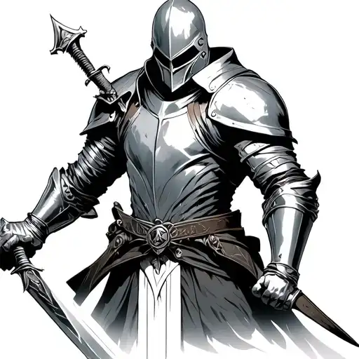 Cyberpunk 2077 Knight holding a Sword tattoo design idea