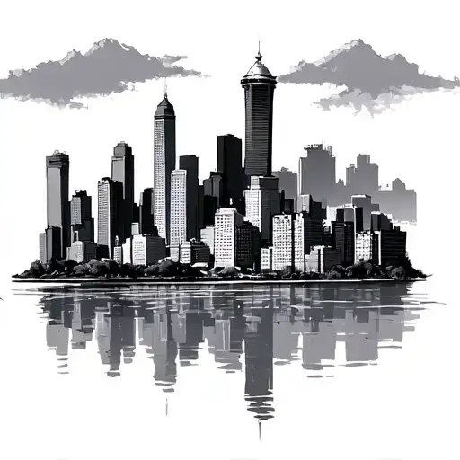 cleveland. Los Angeles Seattle  skyline tattoo design idea