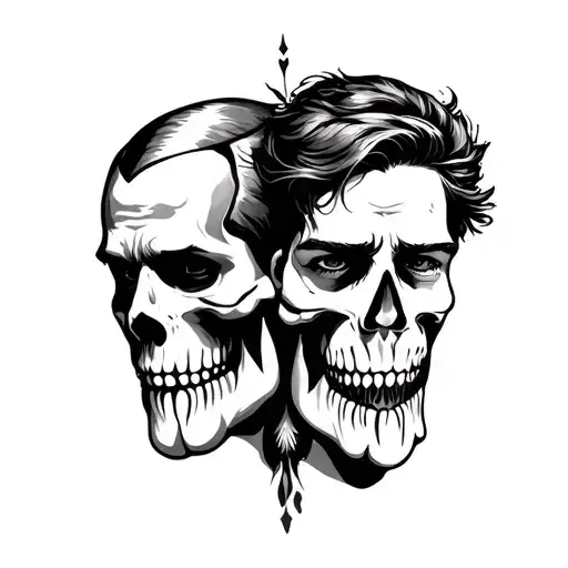 Make a sketch of paired tattoos that can fill your native brothers and who are suitable for the phrase: "To hell in front of you, to paradise only tattoo design idea