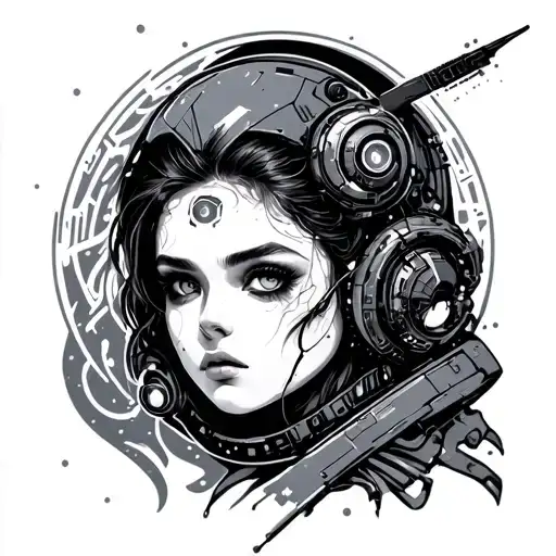 cyber sigilism space tattoo design idea