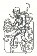 scubadiver vs octopus tattoo design idea