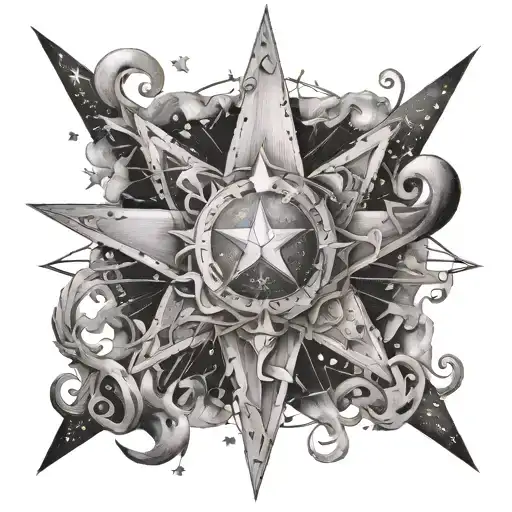 the inscription "the stars all belong to the gods", from the drawings - you can add stars, something mystical, 10-15 cm tattoo design idea