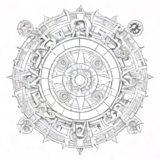 An ancient Mayan calendar incorporating elements of psychology and astronomy tattoo design idea