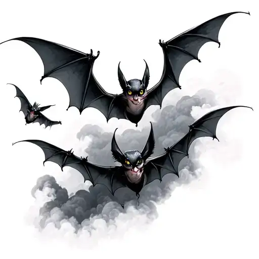 bats flying tattoo design idea