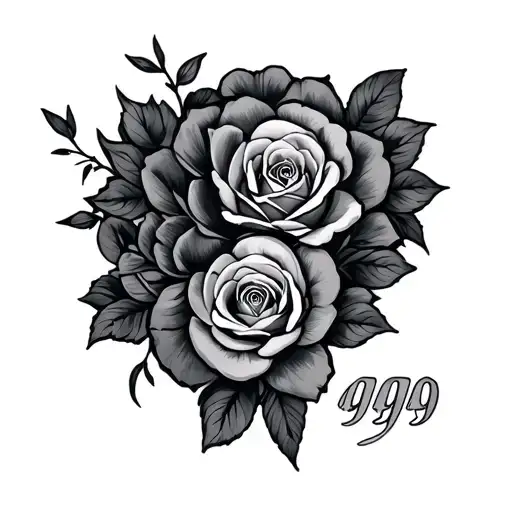 444 and 999 across the chest  tattoo design idea