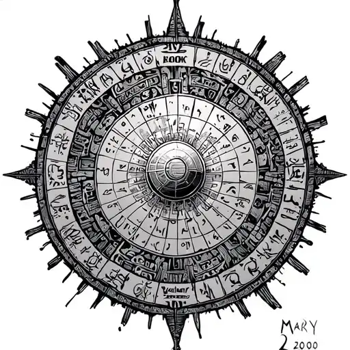 mayan calendar with observatory tattoo design idea