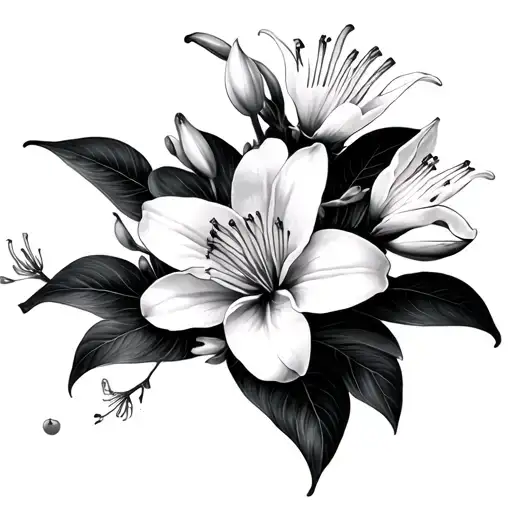 cherry blossom and spider lilies tattoo design idea