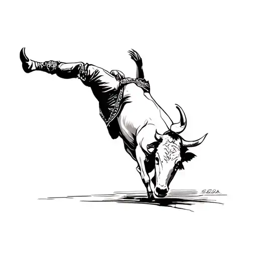 matador doing a back flip over a bull tattoo design idea