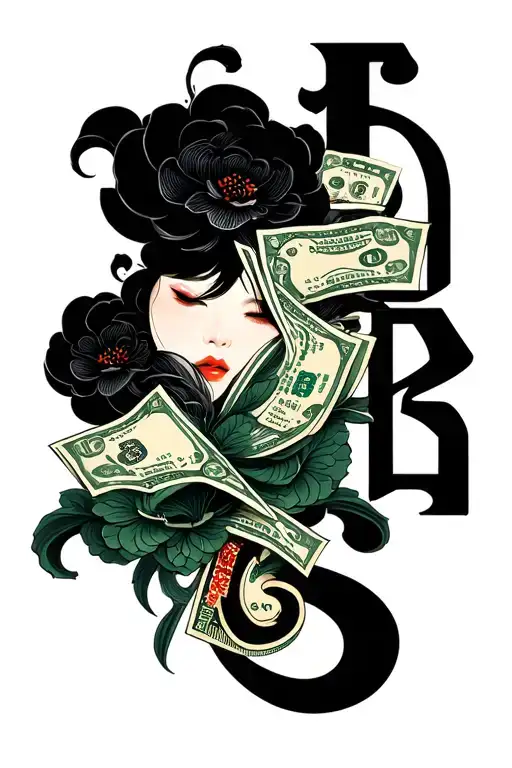 Fortuna Love Money Sex in Japanese Letters tattoo design idea