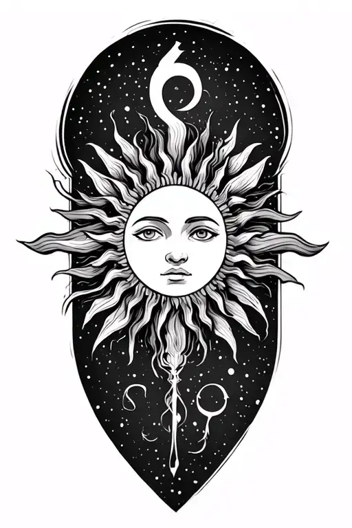 half sleeve with sun and gemini sign tattoo design idea