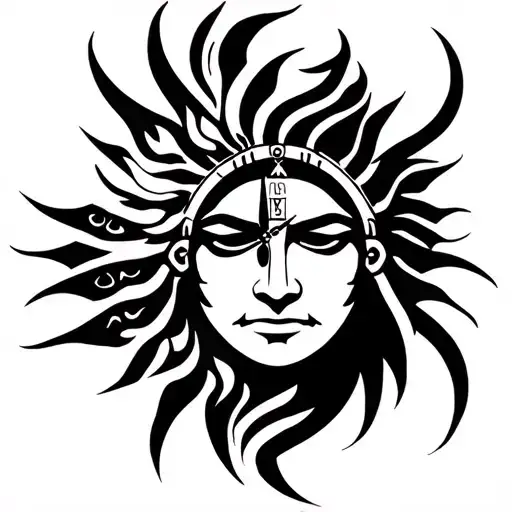 a clock time is 4:20am a face of lord shiva dengerous  tattoo design idea
