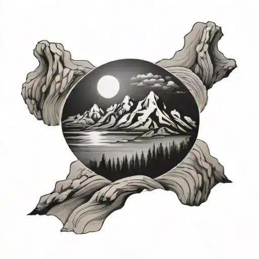mountain and sea tattoo design idea