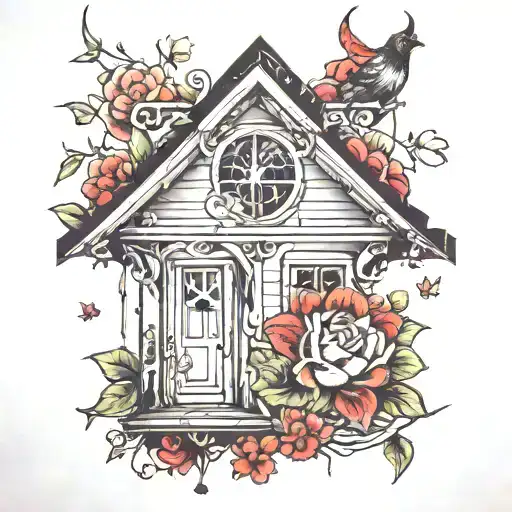 broken home built tattoo design idea