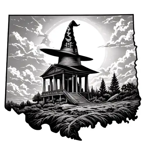 state of oklahoma shadowed by witches covenant  tattoo design idea