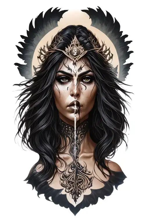 nemesis goddess of revenge tattoo design idea