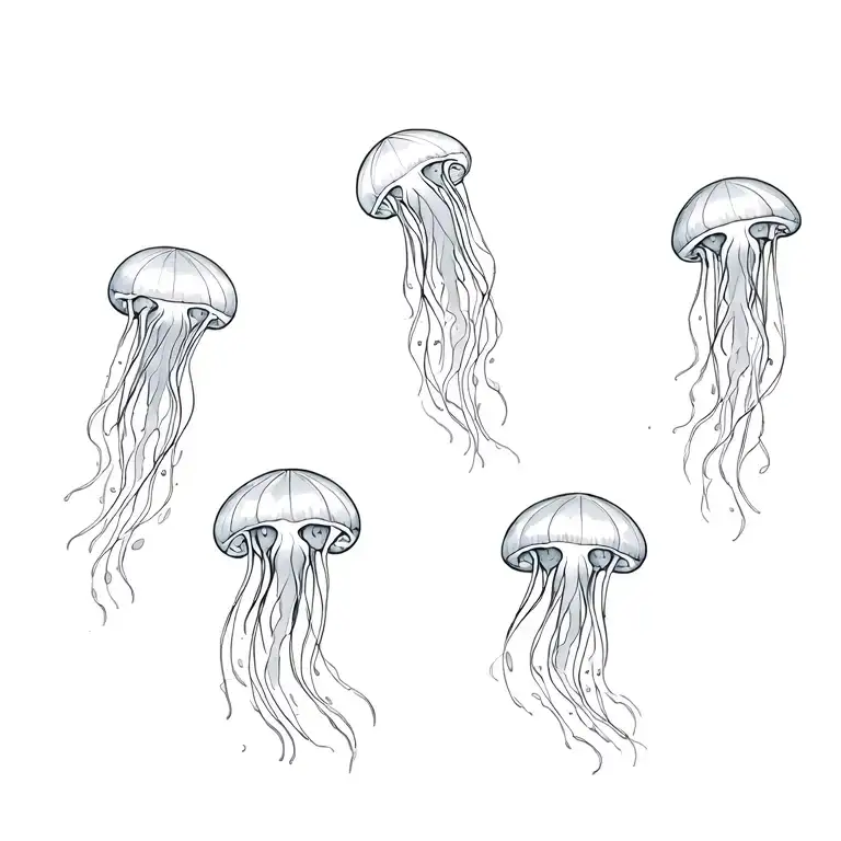 three small jellyfish swimming to the right tattoo design idea