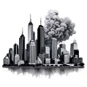 Dallas Texas skyline with smoke in back ground tattoo design idea