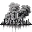 Dallas Texas skyline with smoke in back ground tattoo design idea