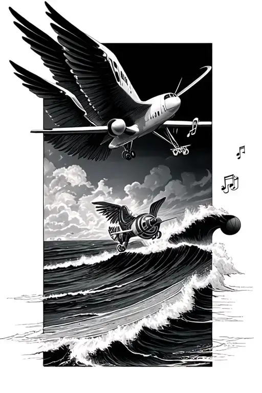 Ocean and Music basketball aviation themed tattoo tattoo design idea