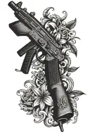 AK-47 with the 2nd amendment scroll tattoo design idea