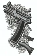 AK-47 with the 2nd amendment scroll tattoo design idea