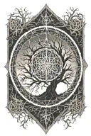 helm of awe & web of wyrd Above the tree tattoo design idea