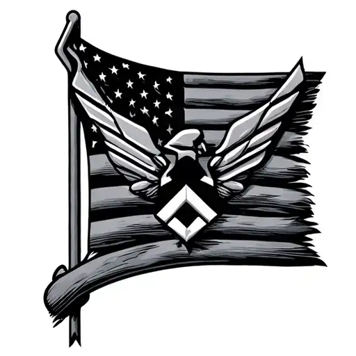 Air Force logo with flag intertwined tattoo design idea