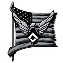 Air Force logo with flag intertwined tattoo design idea