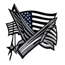 Air Force logo with flag intertwined tattoo design idea