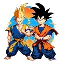 majin vegeta and goku pose tattoo design idea
