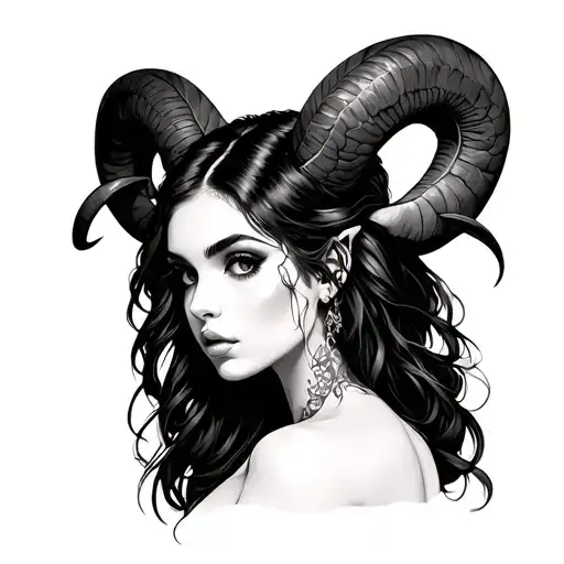 Aries sexy girl tattoo design idea