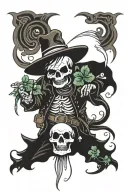  cowboy ghost with four leaf clover tattoo design idea