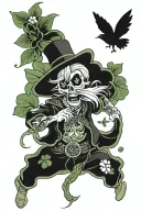  cowboy ghost with four leaf clover tattoo design idea
