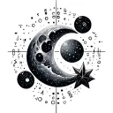 morse code help, moon and stars  tattoo design idea