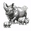 rhinos protecting his family tattoo design idea