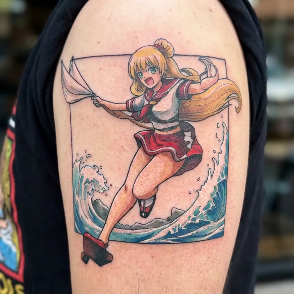 nakes girl sailing  tattoo design idea