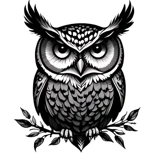 fine line owl tattoo design idea