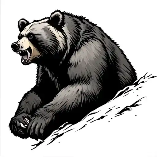 bear angry forest tattoo design idea
