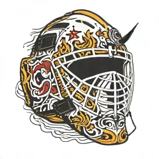 Ice hockey goalie mask tattoo design idea