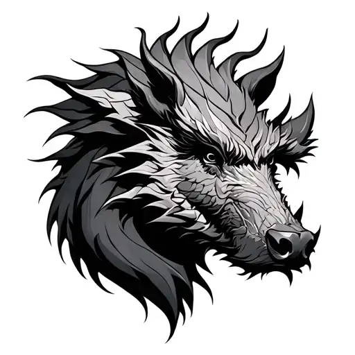 Norse Boar and Dragon tattoo design idea