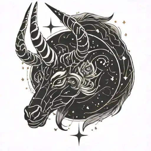 Capricorn constellation merging tattoo design idea
