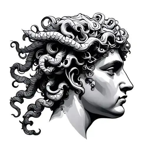 sicilian medusa head carved tattoo design idea