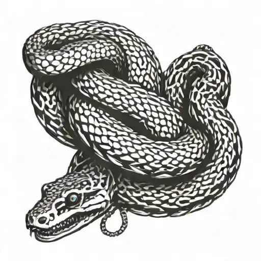 snake straight, big iron chain. tattoo design idea