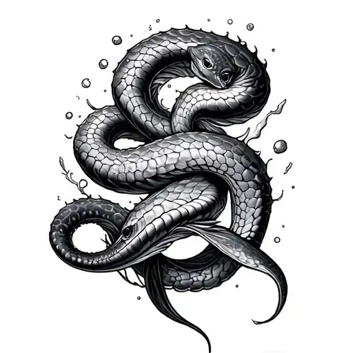 little mermaid eels slithering inside tattoo design idea