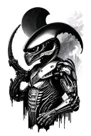 xenomorphs, terminator, robocop montage tattoo design idea
